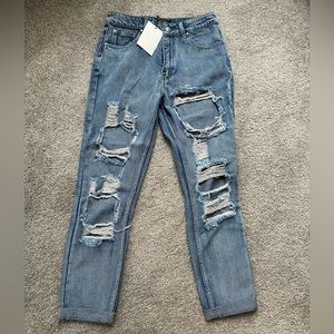 Nasty Gal Distressed Mom Jeans, size US 6